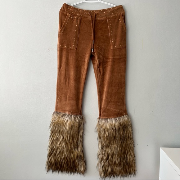 JADED LONDON y2k fur trim pants🤎 - Picture 1 of 7